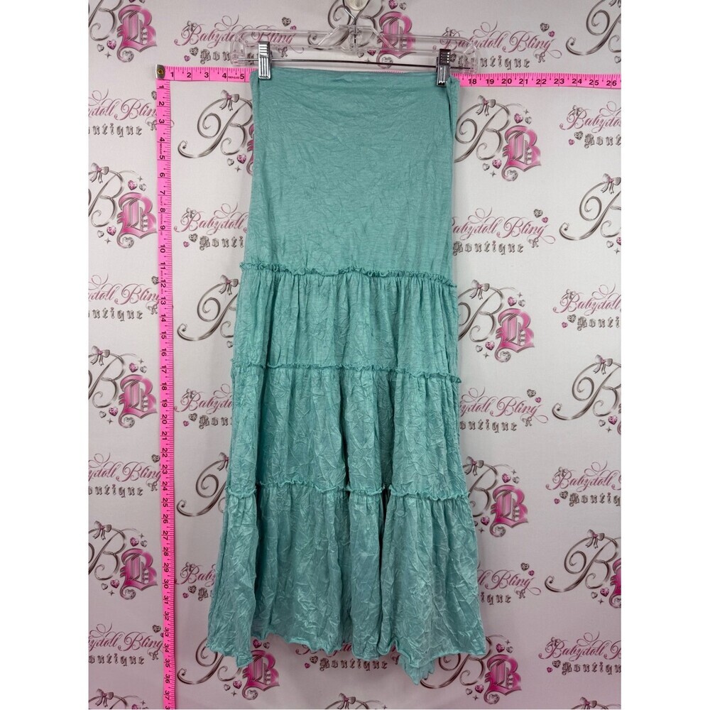 Kieus skirt or dress crinkle Women's Tiered Maxi Skirt - Mint Green